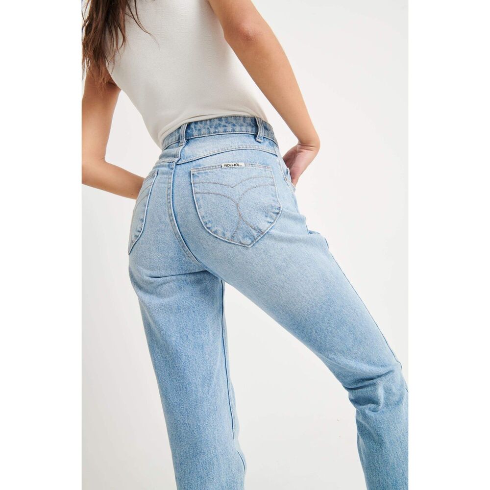ROLLA'S 27 High Rise Dusters Straight Leg Light Wash 100% cotton Denim Jean